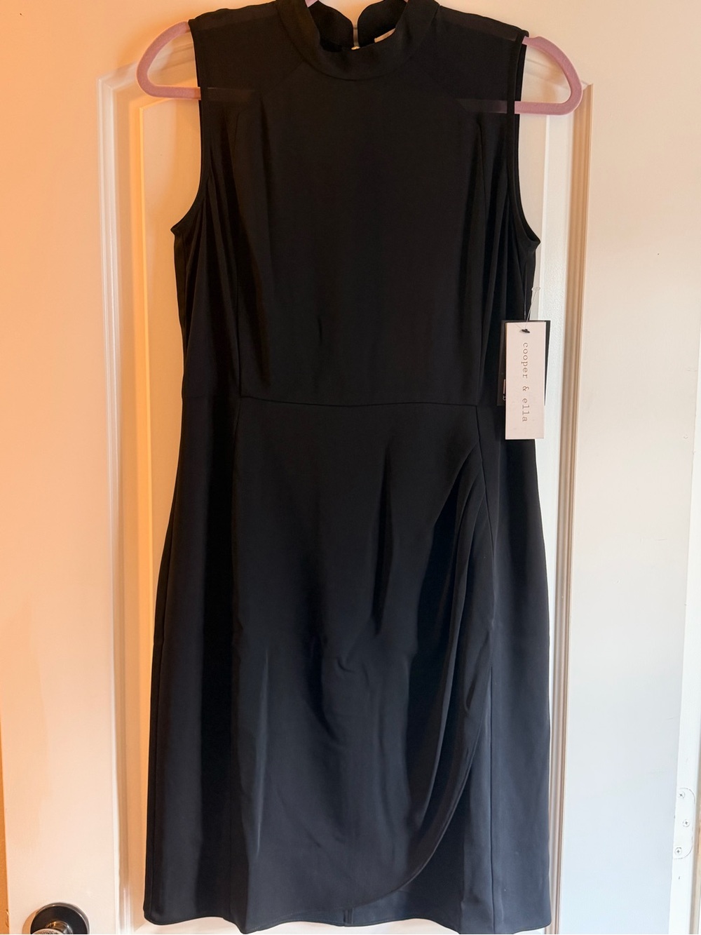 cooper & ella Black Sleeveless Mock-Neck Midi Dress